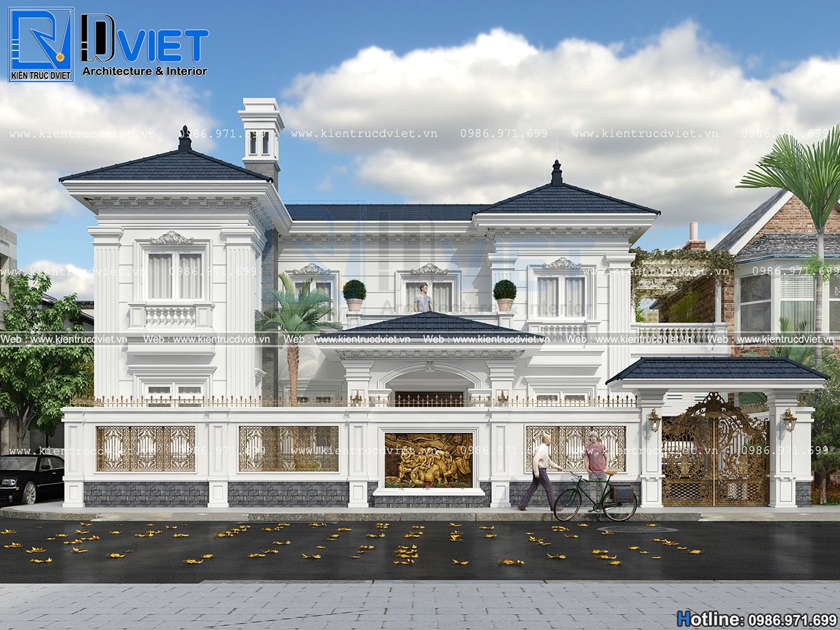 thiet ke biet thu tan co dien chu L 2 tang 120m2 tai Thanh Oai (3)
