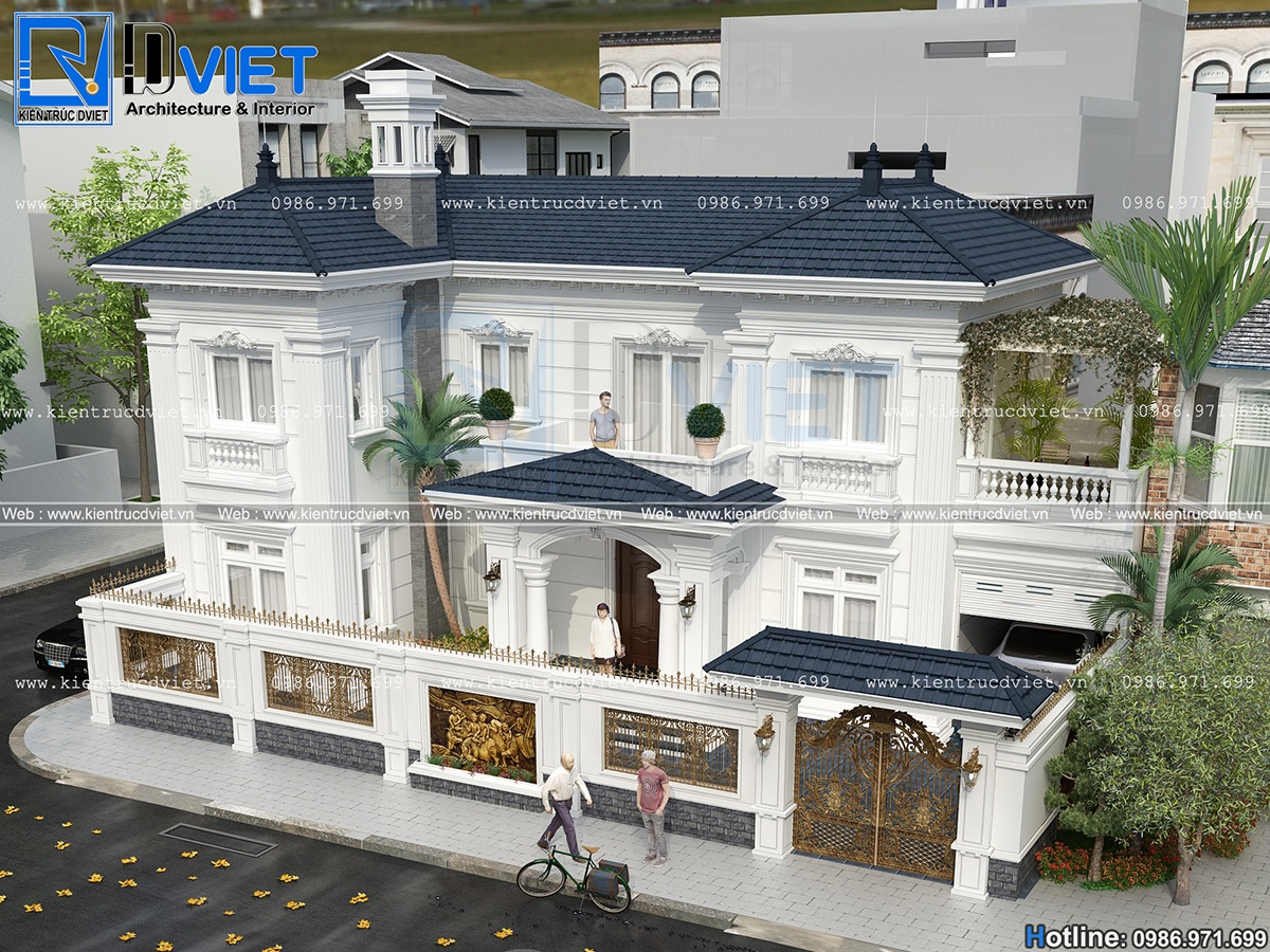 thiet ke biet thu tan co dien chu L 2 tang 120m2 tai Thanh Oai (4)