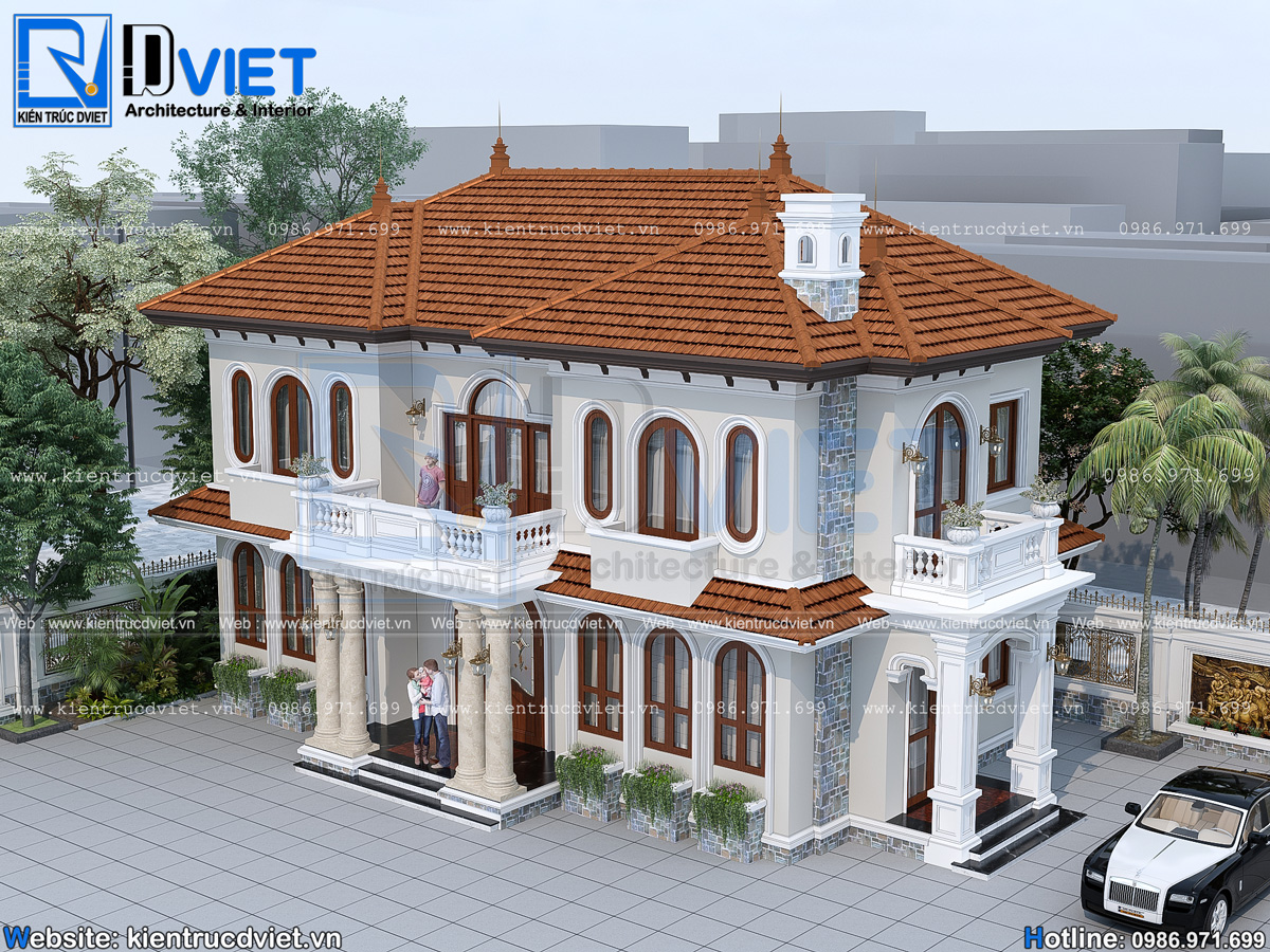 thiết kế biệt thự Địa Trung Hải 2 tầng mái Nhật 14x8m tại Hưng Yên (3)