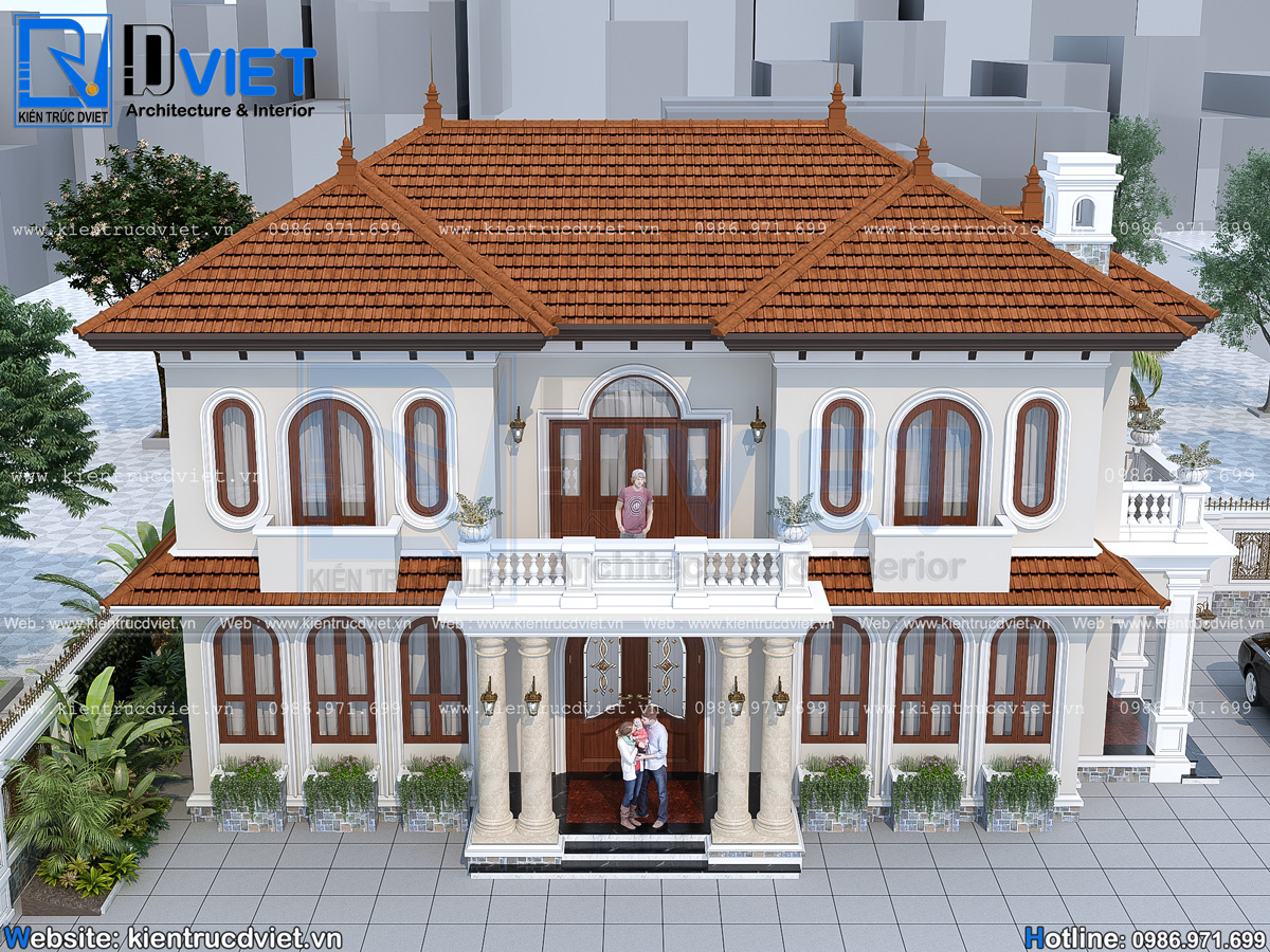 thiết kế biệt thự Địa Trung Hải 2 tầng mái Nhật 14x8m tại Hưng Yên (4)