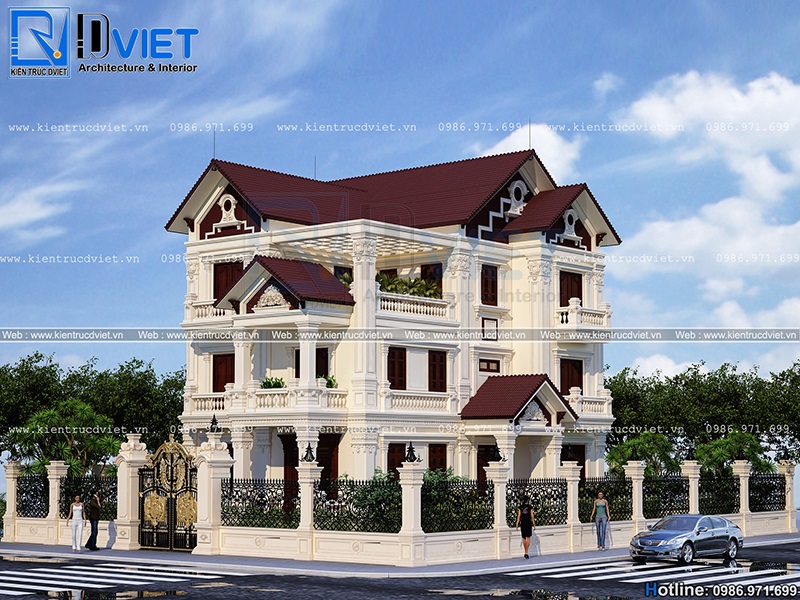 Đẳng cấp mẫu thiết kế biệt thự Pháp 3 tầng 10x12,5m tại Thái Bình