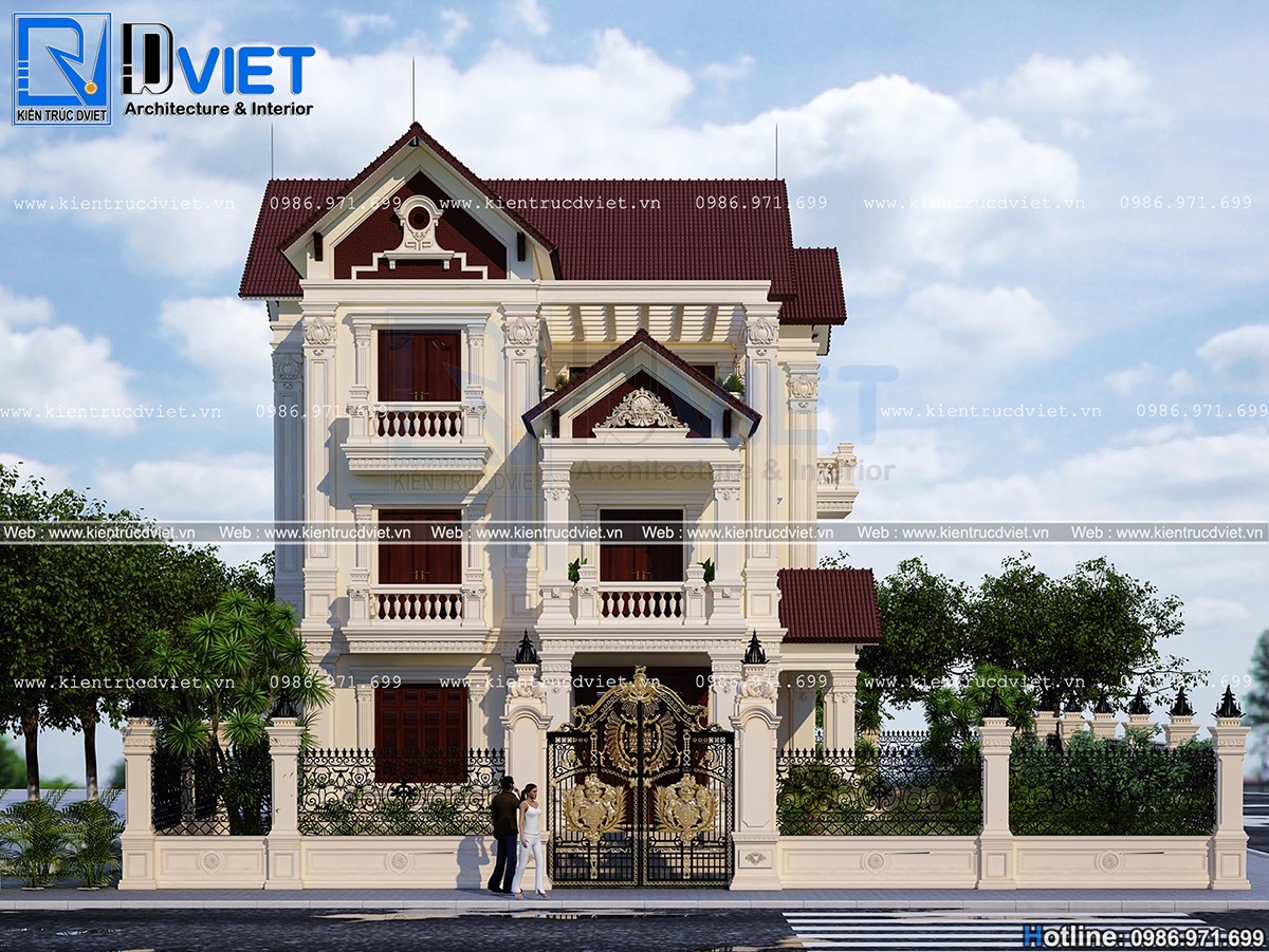 thiết kế biệt thự Pháp 3 tầng 10x12,5m tại Thái Bình (2)