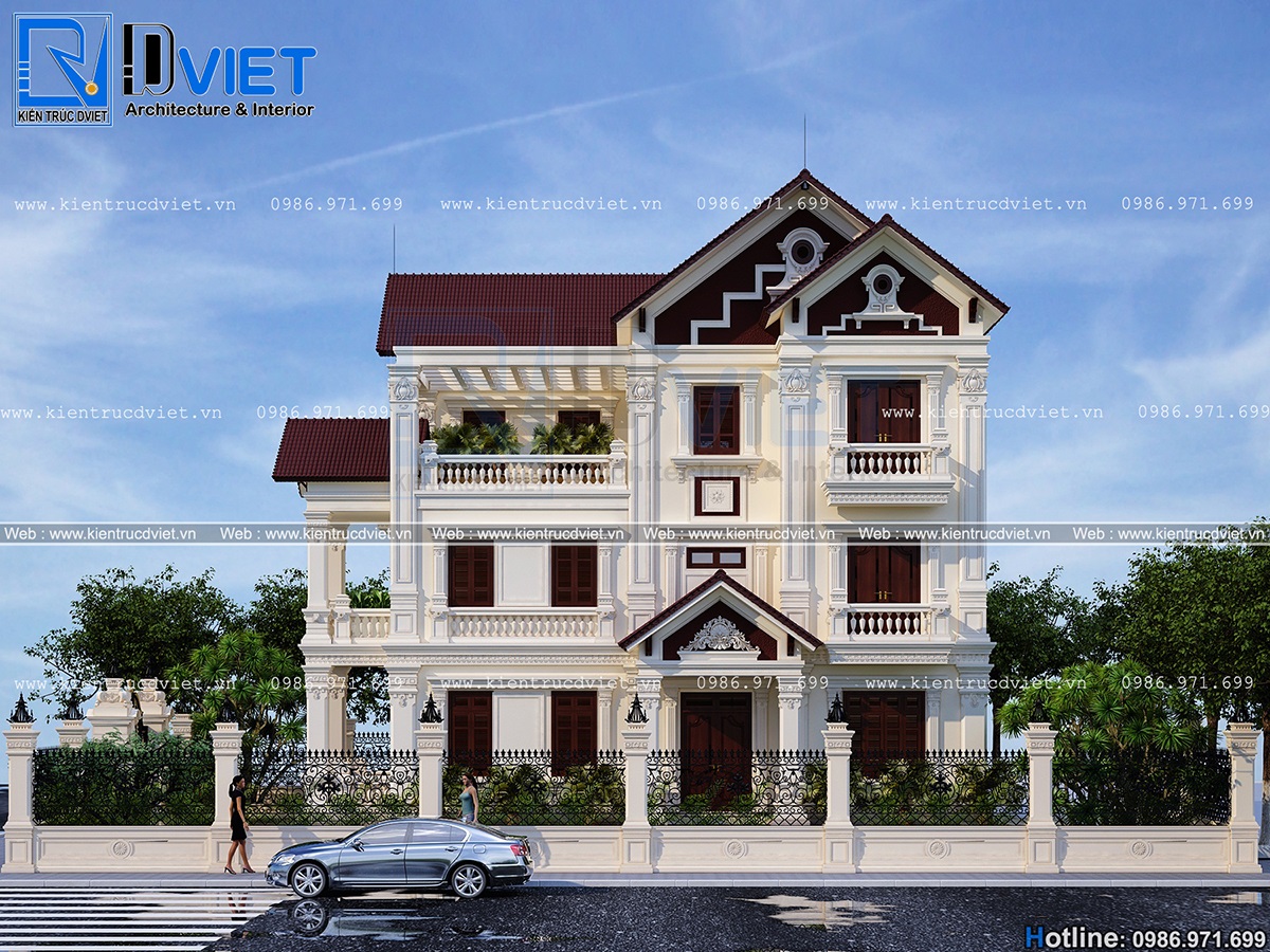 thiết kế biệt thự Pháp 3 tầng 10x12,5m tại Thái Bình (3)