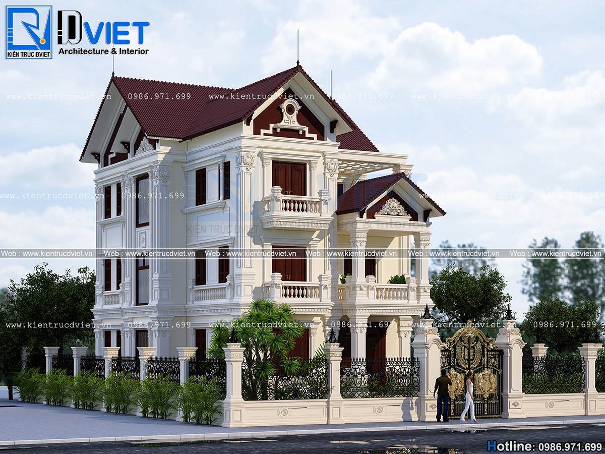 thiết kế biệt thự Pháp 3 tầng 10x12,5m tại Thái Bình (4)