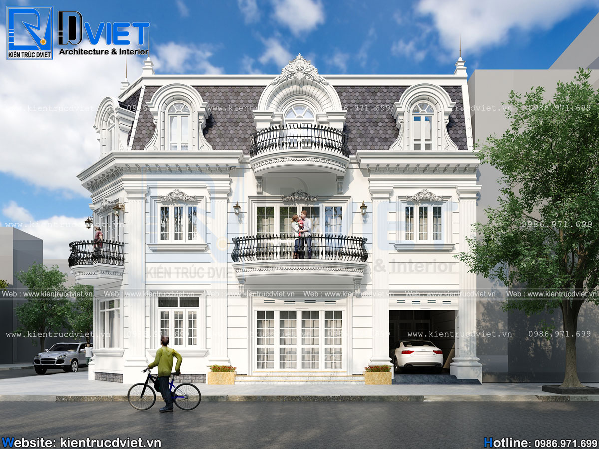 thiết kế biệt thự tân cổ điển châu Âu 2 tầng 1 tum 15x15m kết hợp kinh doanh tại Ninh Bình (3)