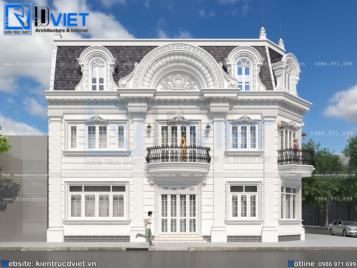 thiết kế biệt thự tân cổ điển châu Âu 2 tầng 1 tum 15x15m kết hợp kinh doanh tại Ninh Bình (4)
