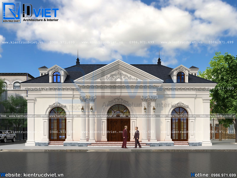 Thiết kế biệt thự tân cổ điển 1 tầng 17x8m tại Bắc Giang