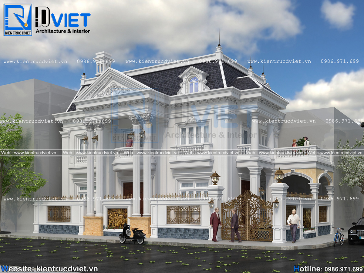 thiết kế biệt thự tân cổ điển 2 tầng 13x8m tại Gia Lâm (1)