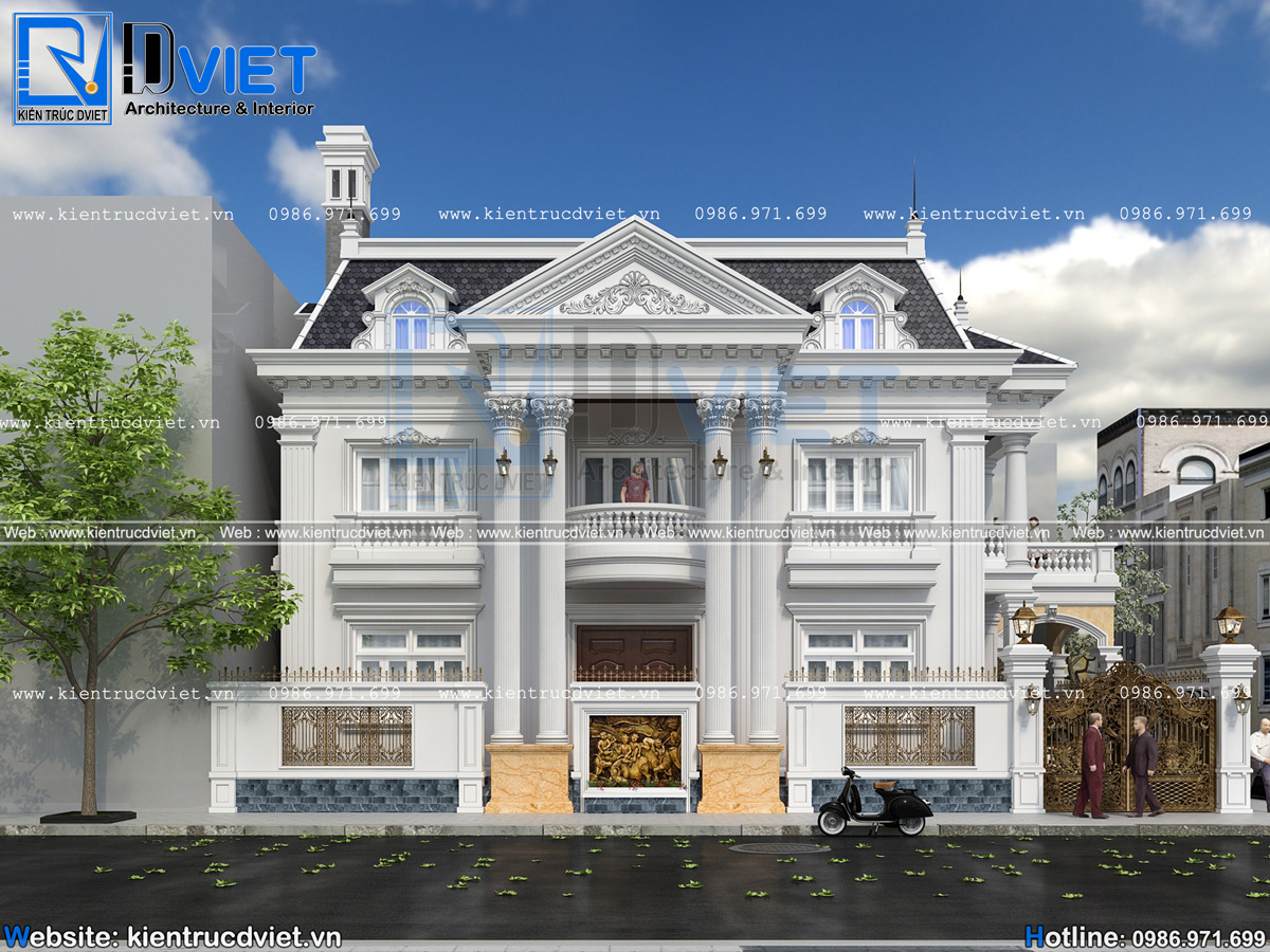 thiết kế biệt thự tân cổ điển 2 tầng 13x8m tại Gia Lâm (2)