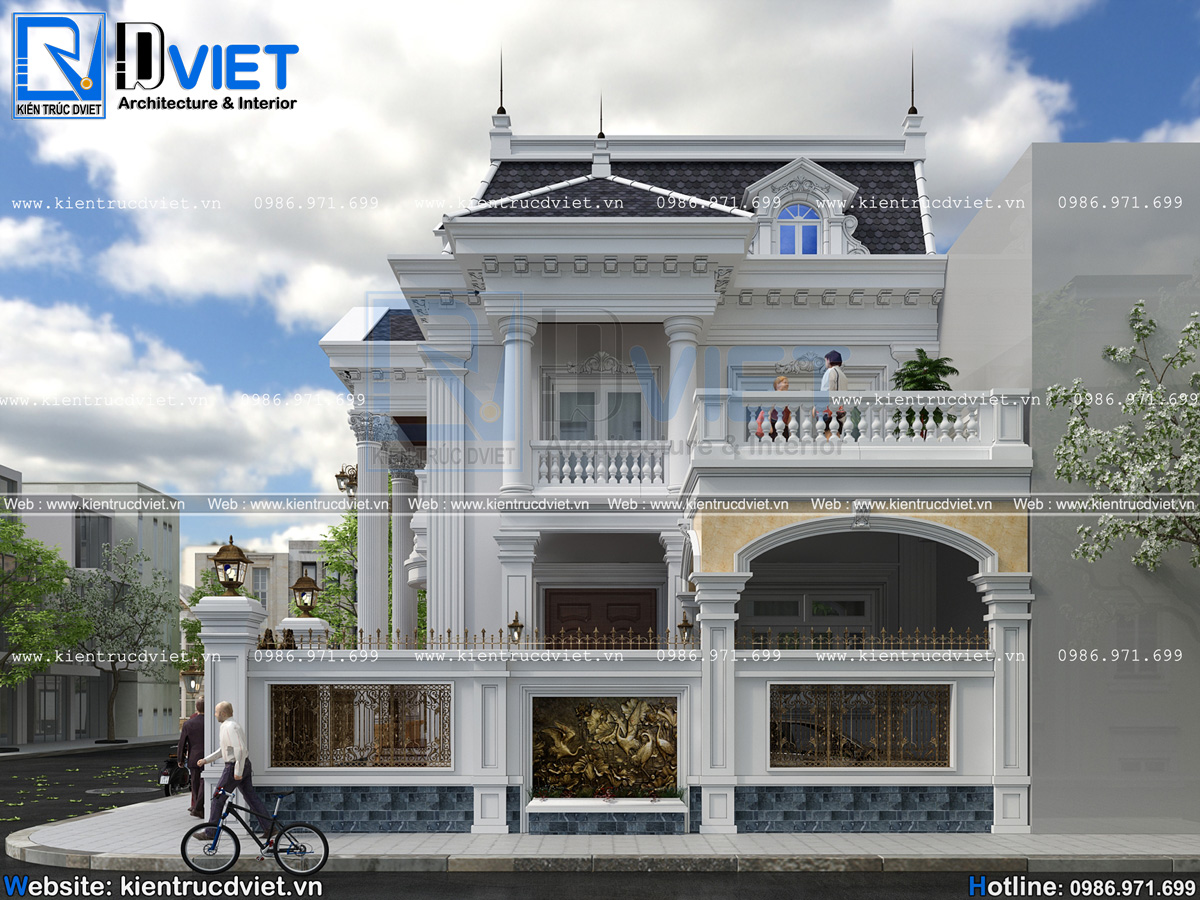 thiết kế biệt thự tân cổ điển 2 tầng 13x8m tại Gia Lâm (3)