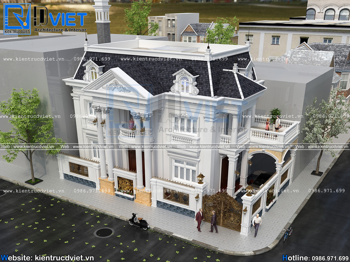 thiết kế biệt thự tân cổ điển 2 tầng 13x8m tại Gia Lâm (4)