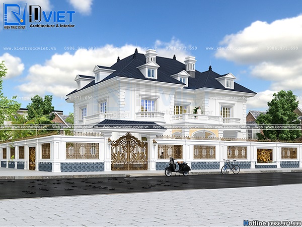 Thiết kế biệt thự tân cổ điển 2 tầng châu Âu 15x10m tại Quảng Ninh