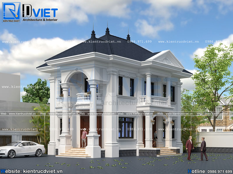 Ấn tượng mẫu thiết kế biệt thự tân cổ điển 2 tầng 7,5x12m tại Hải Phòng