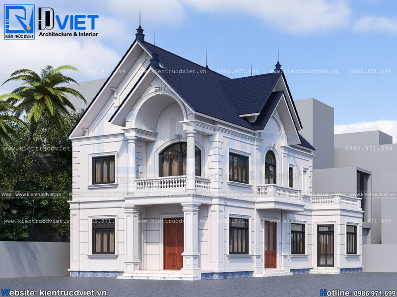 Thiết kế biệt thự tân cổ điển 2 tầng mái Thái 8,5x13,5m tại Hải Phòng BT 106