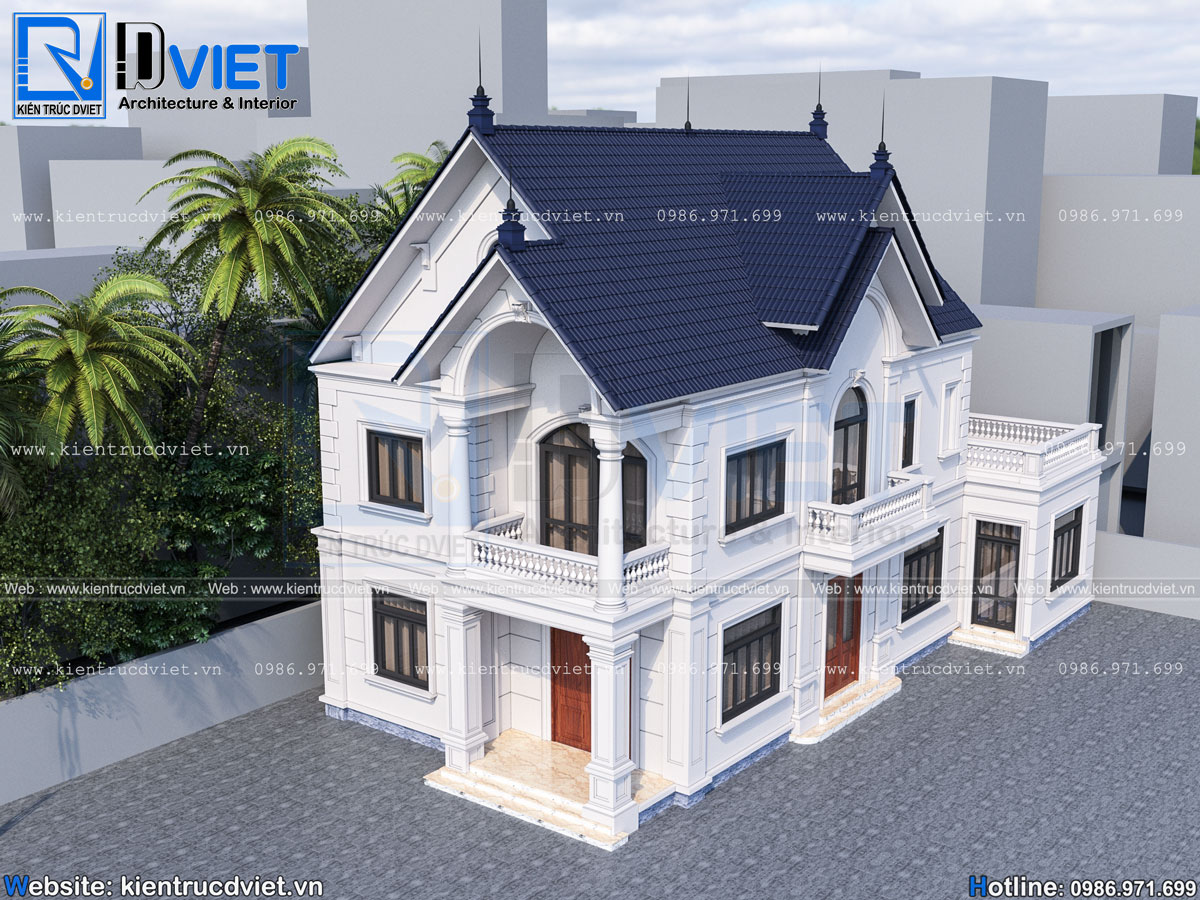 thiết kế biệt thự tân cổ điển 2 tầng mái Thái 8,5x13,5m tại Huyện Kiến Thụy - Hải Phòng (2)