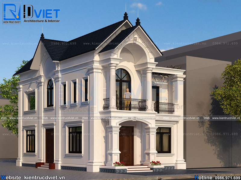 Thiết kế biệt thự tân cổ điển 2 tầng 8x15m mái thái đẹp tại Hải Dương