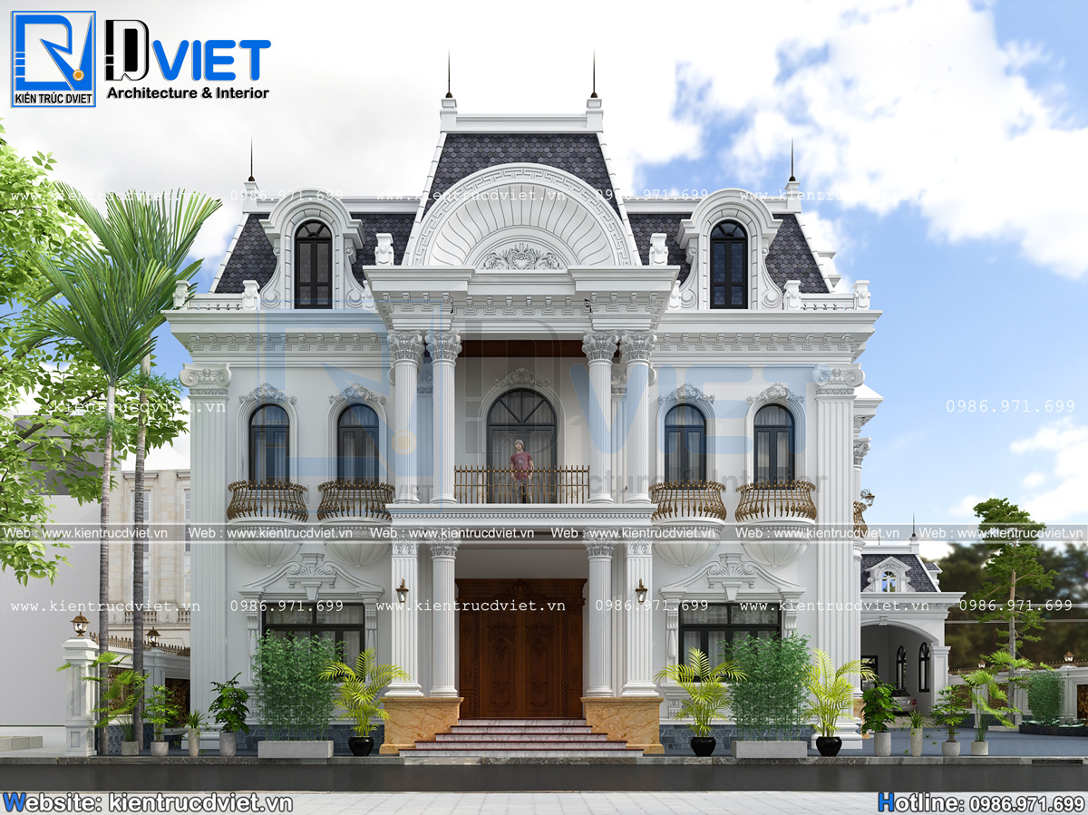 thiết kế biệt thự tân cổ điển 2 tầng 20x15m có nhà xe riêng tại Bắc Giang (3)