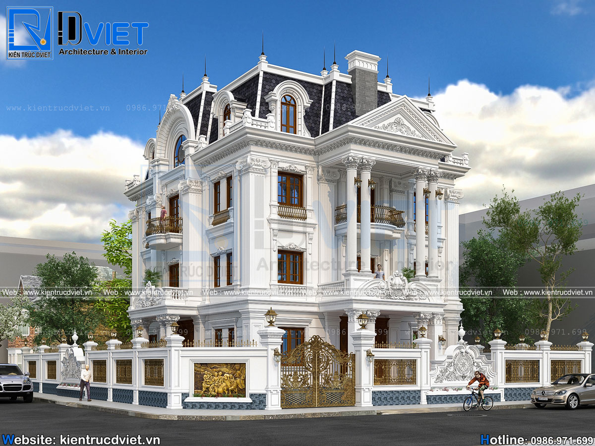 mẫu thiết kế biệt thự tân cổ điển 3 tầng 1 tum 12x15m tại Hưng Yên đẹp (1)