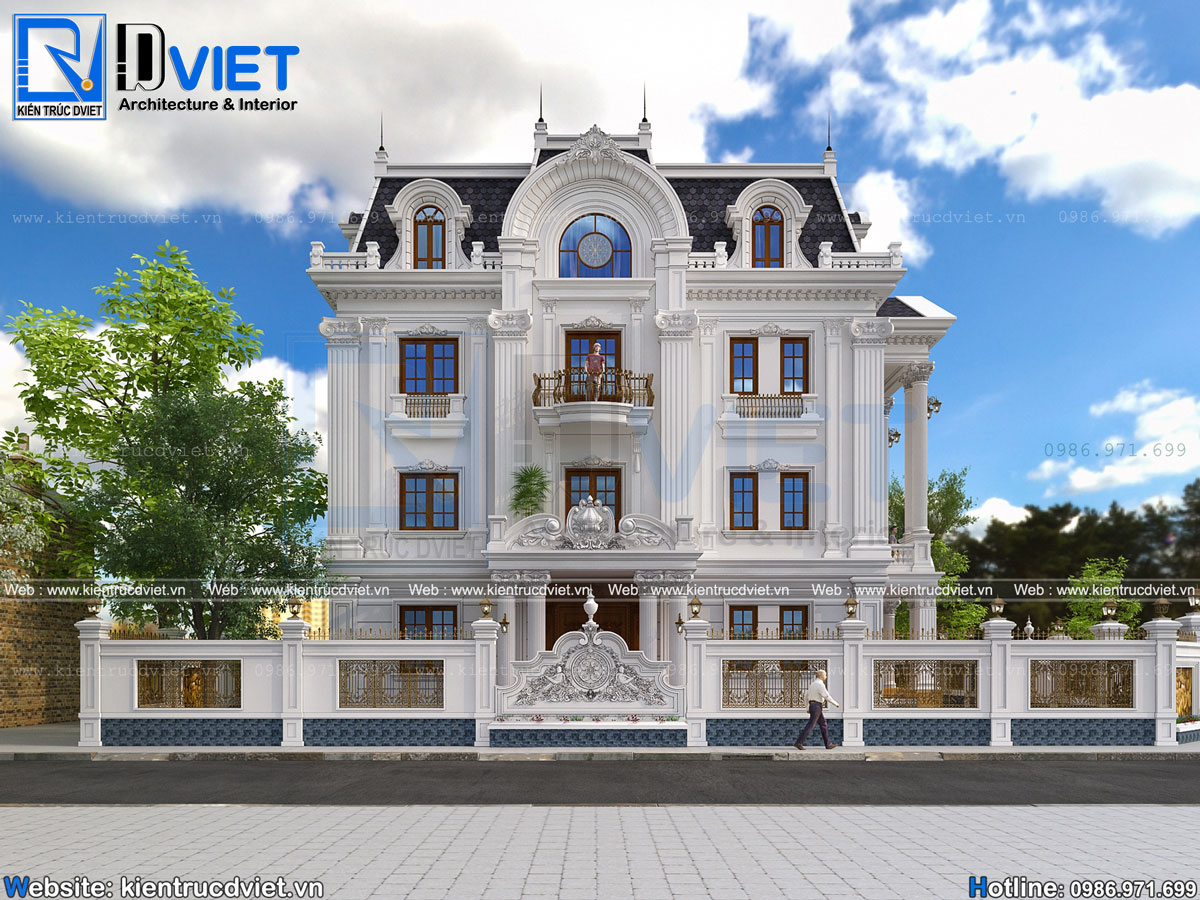 mẫu thiết kế biệt thự tân cổ điển 3 tầng 1 tum 12x15m tại Hưng Yên đẹp (5)