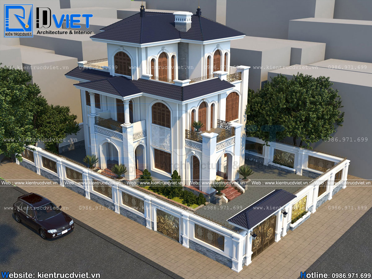 thiết kế biệt thự tân cổ điển 3 tầng mái nhật đẹp sang trọng bậc nhất tại Hải Dương (8)