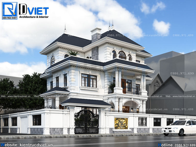 Thiết kế biệt thự tân cổ điển 3 tầng 15x8m tại Hải Dương BT 101