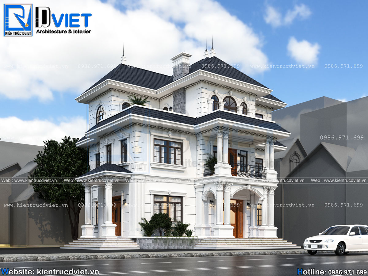 thiết kế biệt thự tân cổ điển 3 tầng 15x8m tại Hải Dương (2)