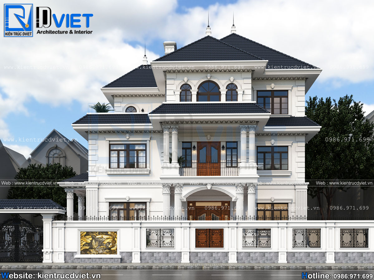 thiết kế biệt thự tân cổ điển 3 tầng 15x8m tại Hải Dương (3)