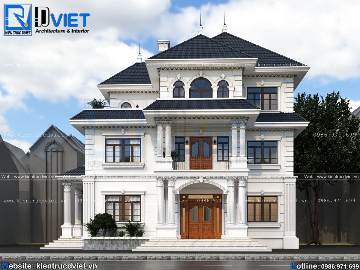 thiết kế biệt thự tân cổ điển 3 tầng 15x8m tại Hải Dương (4)