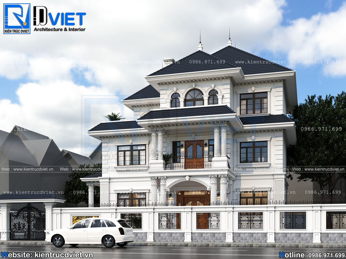 thiết kế biệt thự tân cổ điển 3 tầng 15x8m tại Hải Dương (5)