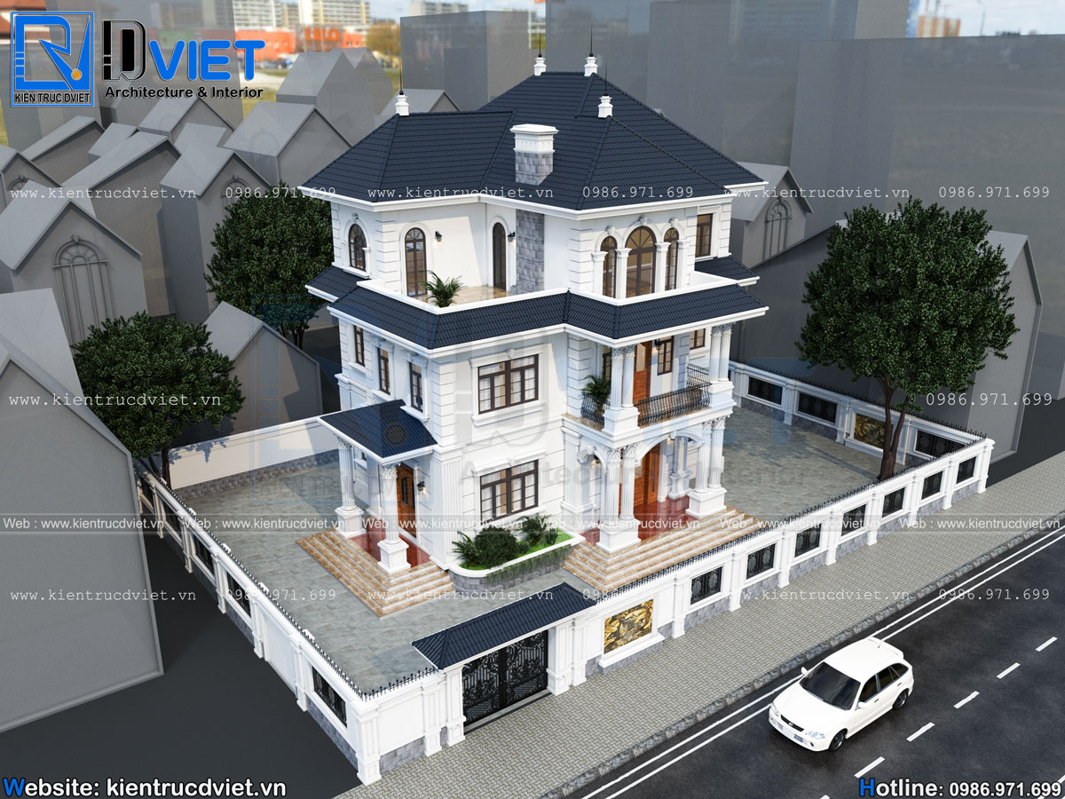 thiết kế biệt thự tân cổ điển 3 tầng 15x8m tại Hải Dương (7)