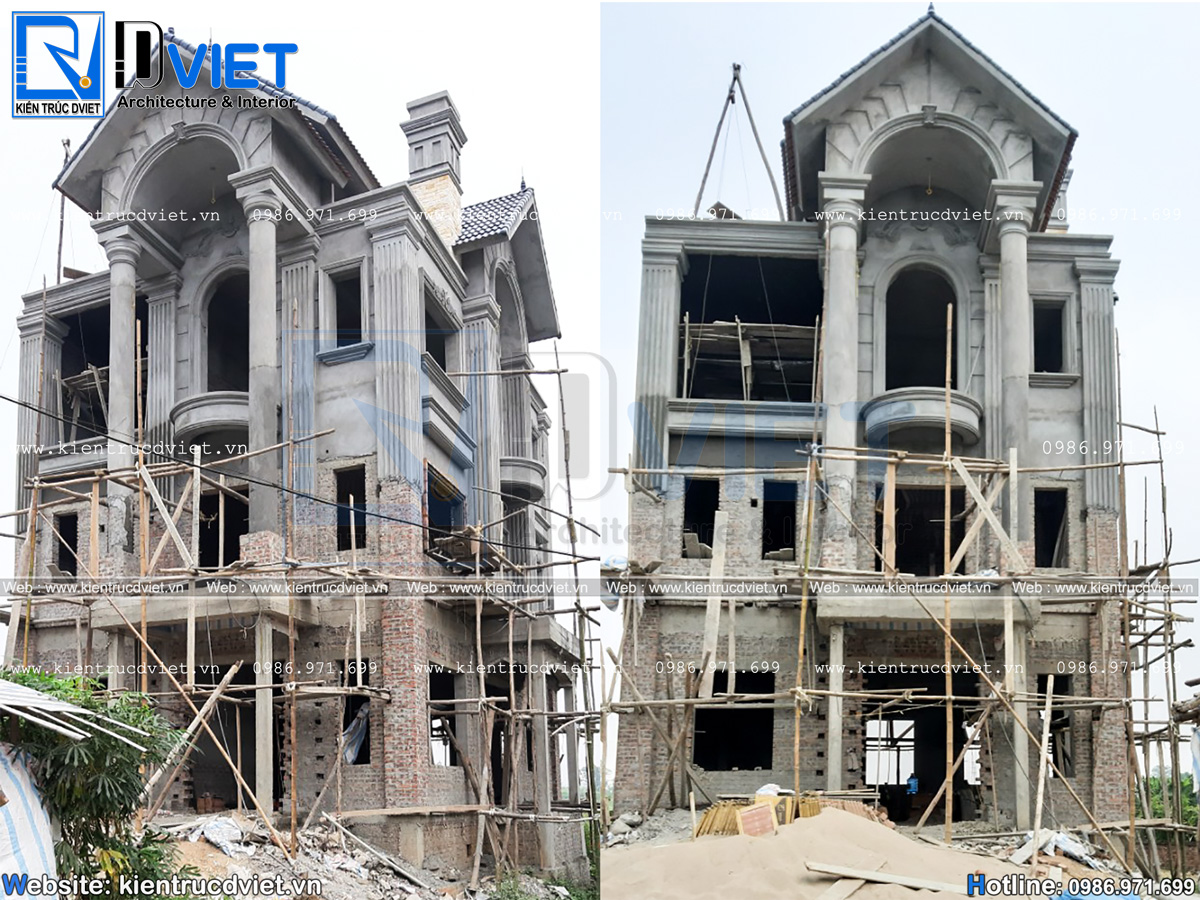 thiết kế biệt thự tân cổ điển 3 tầng mái Thái 8,5x12m tại Phú Thọ (5)