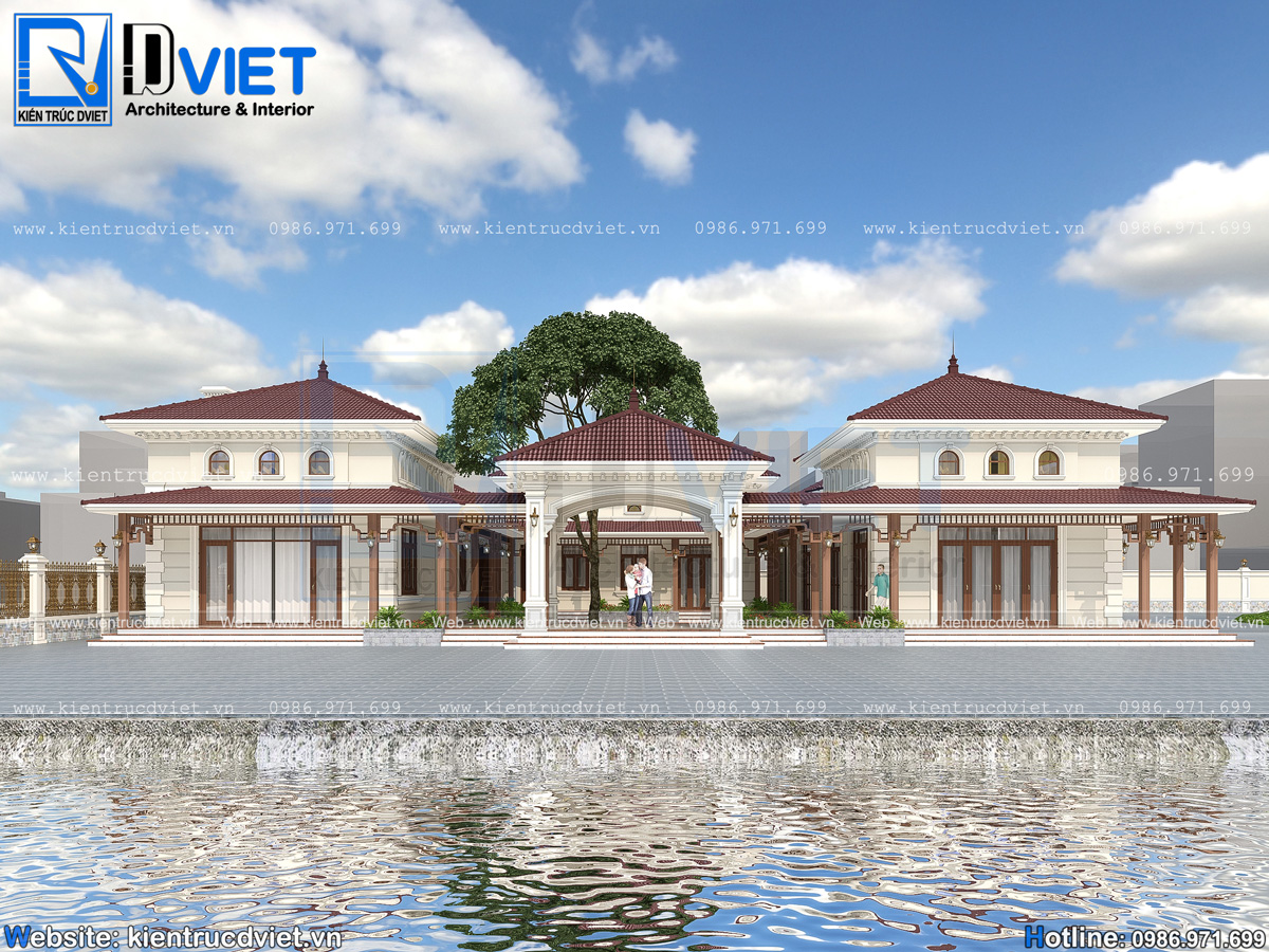 thiết kế biệt thự vườn 1 tầng tân cổ điển mái Nhật kiểu Homstay tại Hà Nội (3)