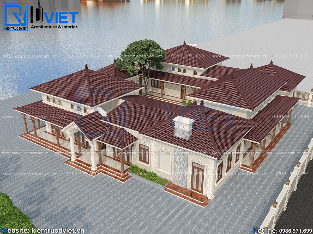 thiết kế biệt thự vườn 1 tầng tân cổ điển mái Nhật kiểu Homstay tại Hà Nội (7)