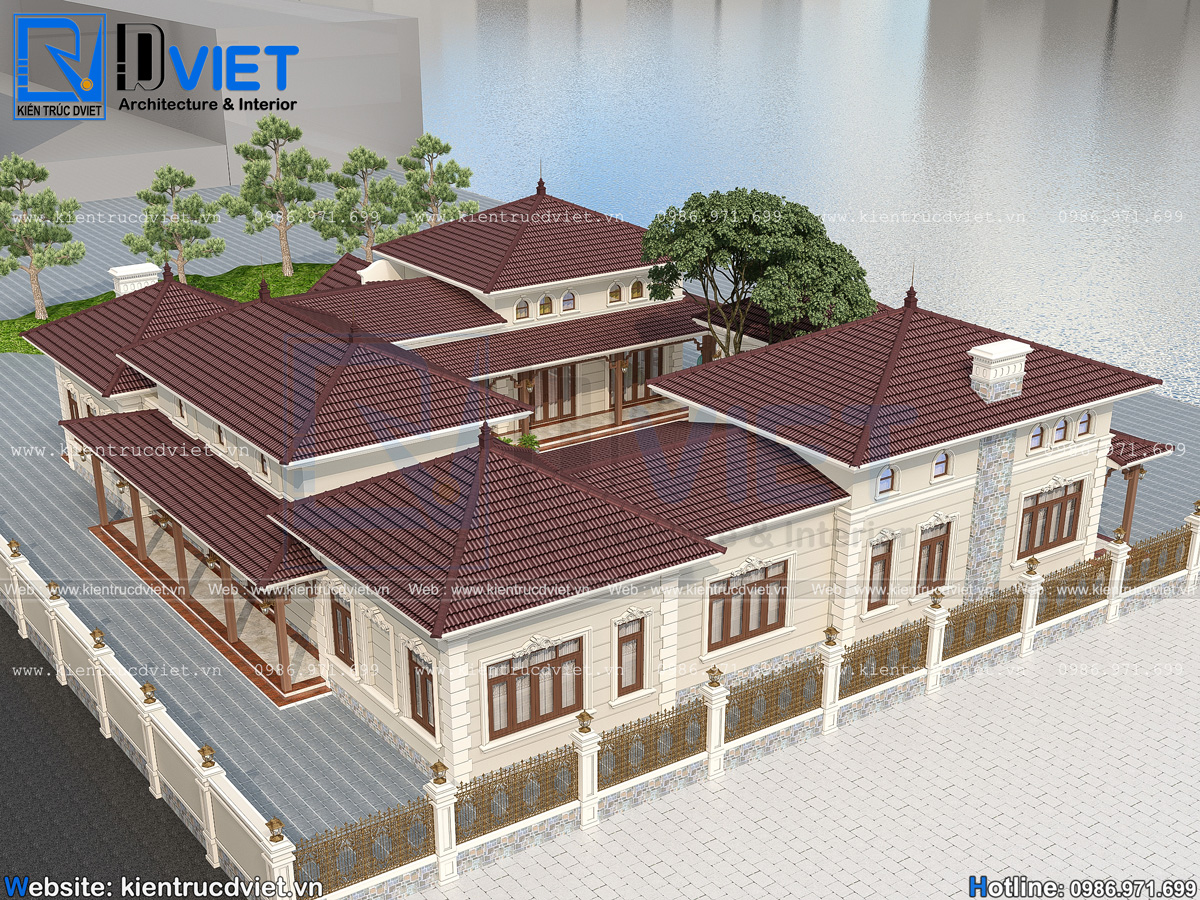 thiết kế biệt thự vườn 1 tầng tân cổ điển mái Nhật kiểu Homstay tại Hà Nội (8)