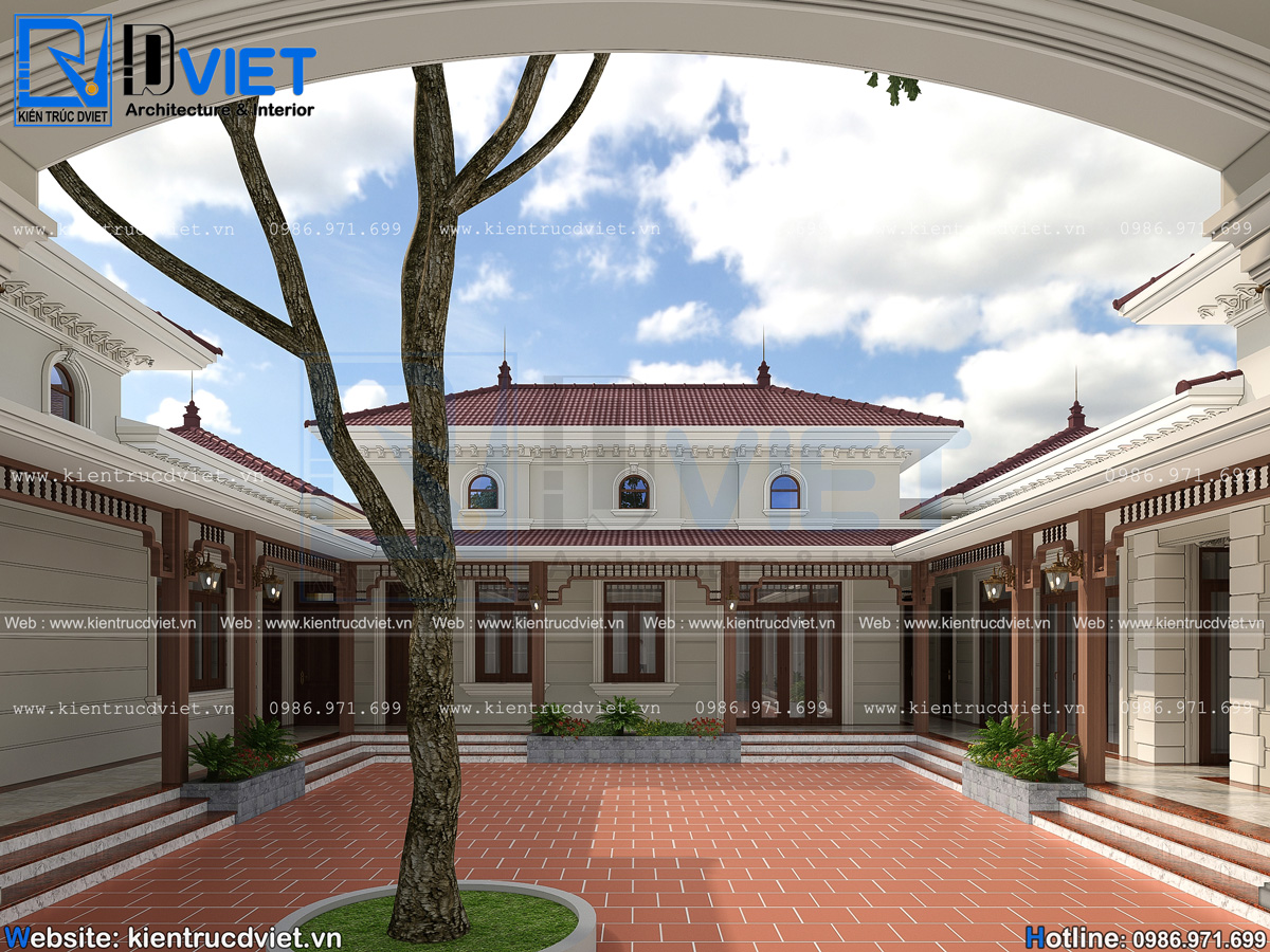 thiết kế biệt thự vườn 1 tầng tân cổ điển mái Nhật kiểu Homstay tại Hà Nội (9)