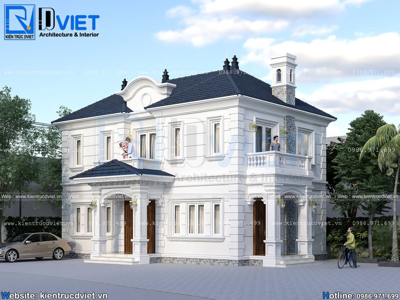 Thiết kế cải tạo biệt thự tân cổ điển 2 tầng mái Nhật 12x8m tại Huyện Mê Linh BT 110