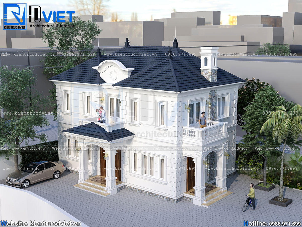 thiết kế cải tạo biệt thự tân cổ điển 2 tầng mái nhật 12x8m tại huyện Mê Linh (4)