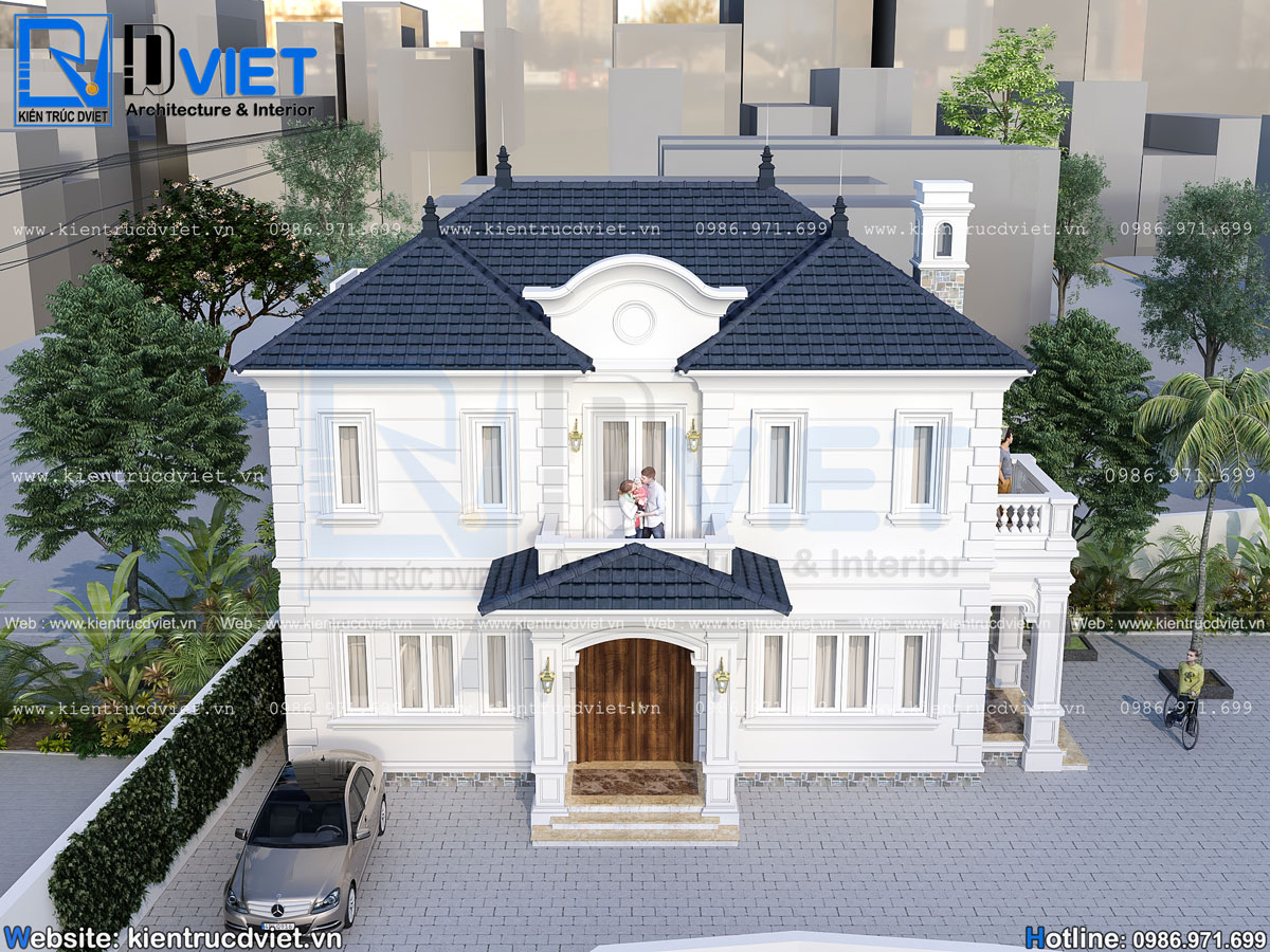 thiết kế cải tạo biệt thự tân cổ điển 2 tầng mái nhật 12x8m tại huyện Mê Linh (5)