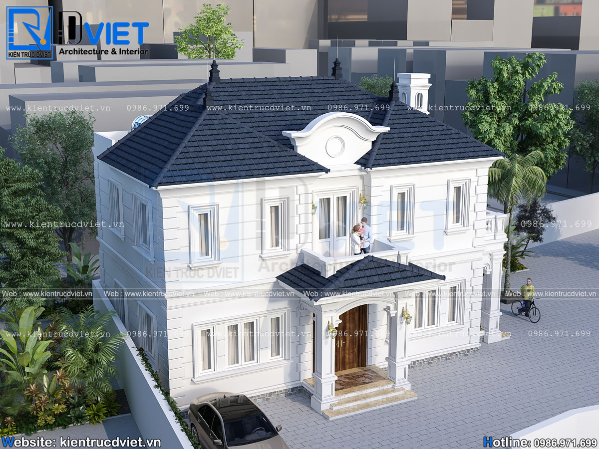 thiết kế cải tạo biệt thự tân cổ điển 2 tầng mái nhật 12x8m tại huyện Mê Linh (6)