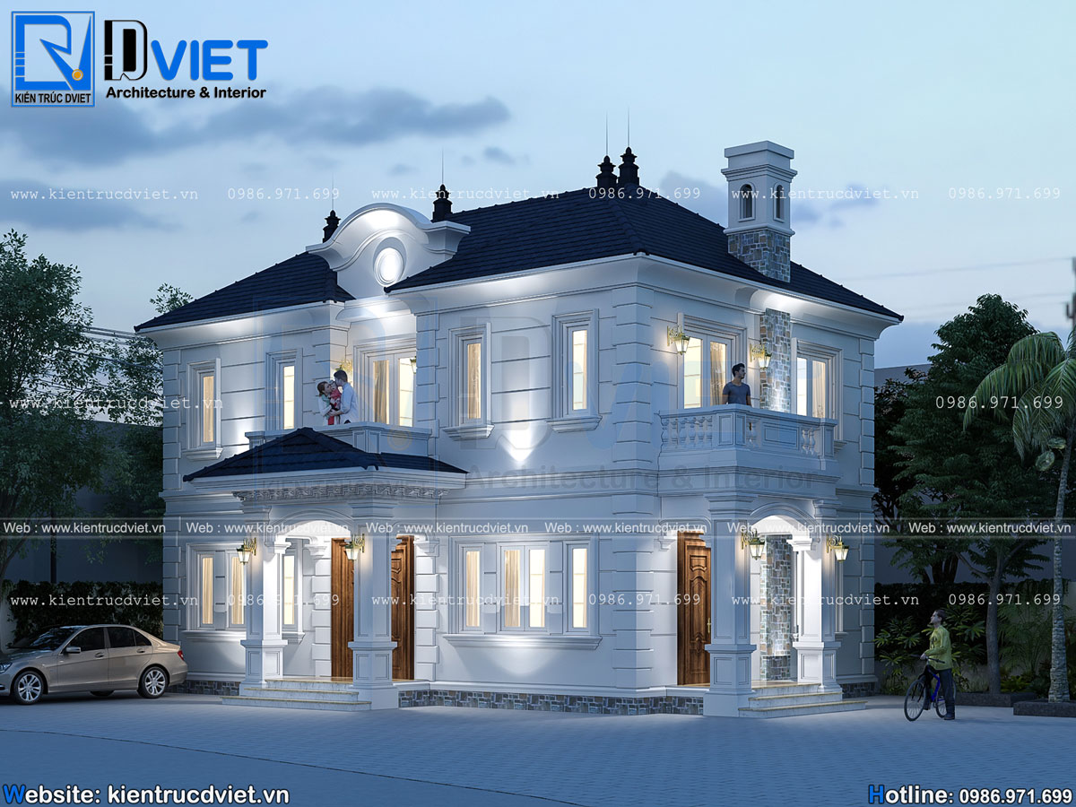 thiết kế cải tạo biệt thự tân cổ điển 2 tầng mái nhật 12x8m tại huyện Mê Linh (7)