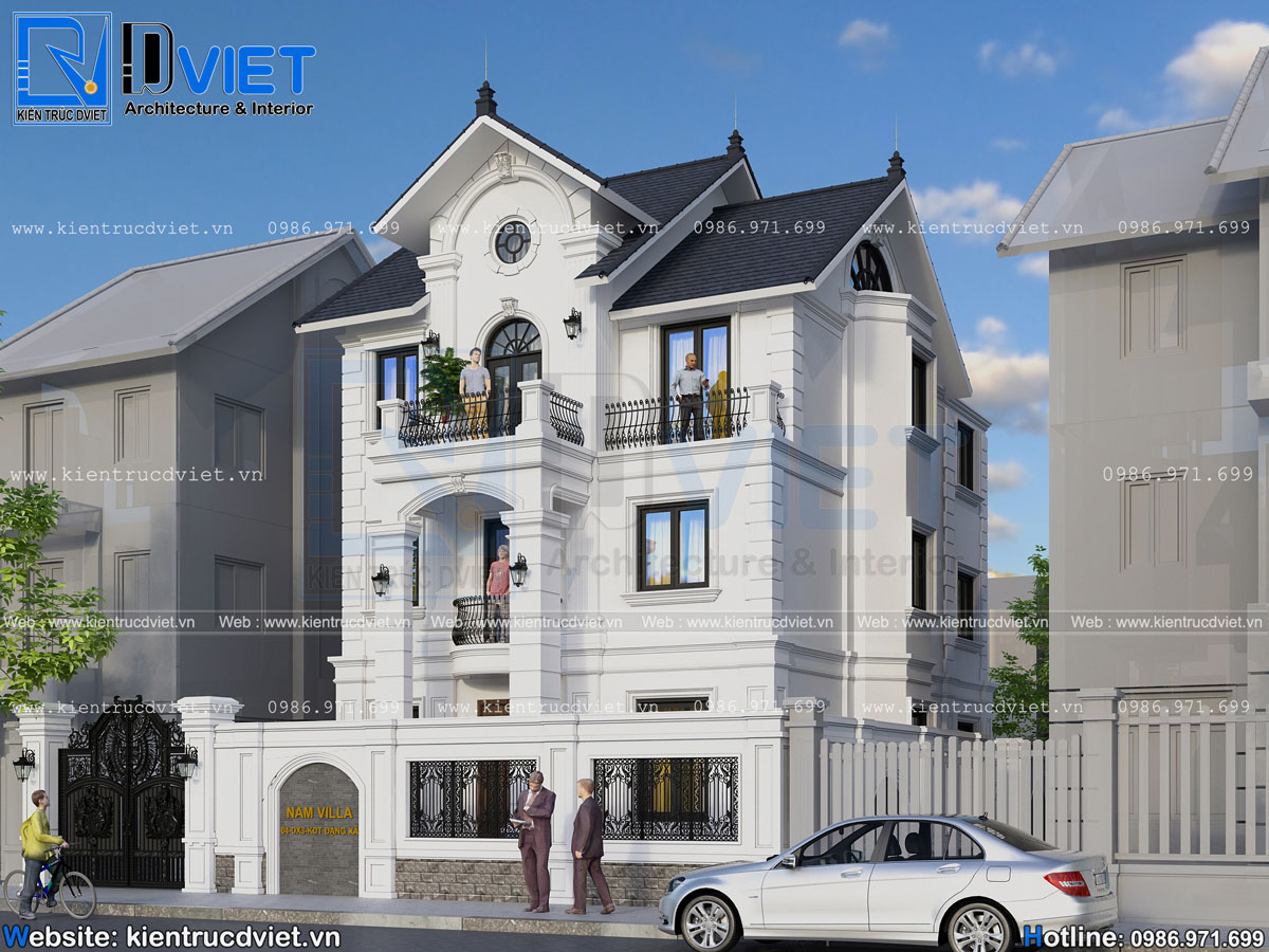 thiết kế cải tạo biệt thự tân cổ điển 3 tầng 8,5x10m tại khu đô thị Đặng Xá - Gia Lâm - Hà Nội (1)