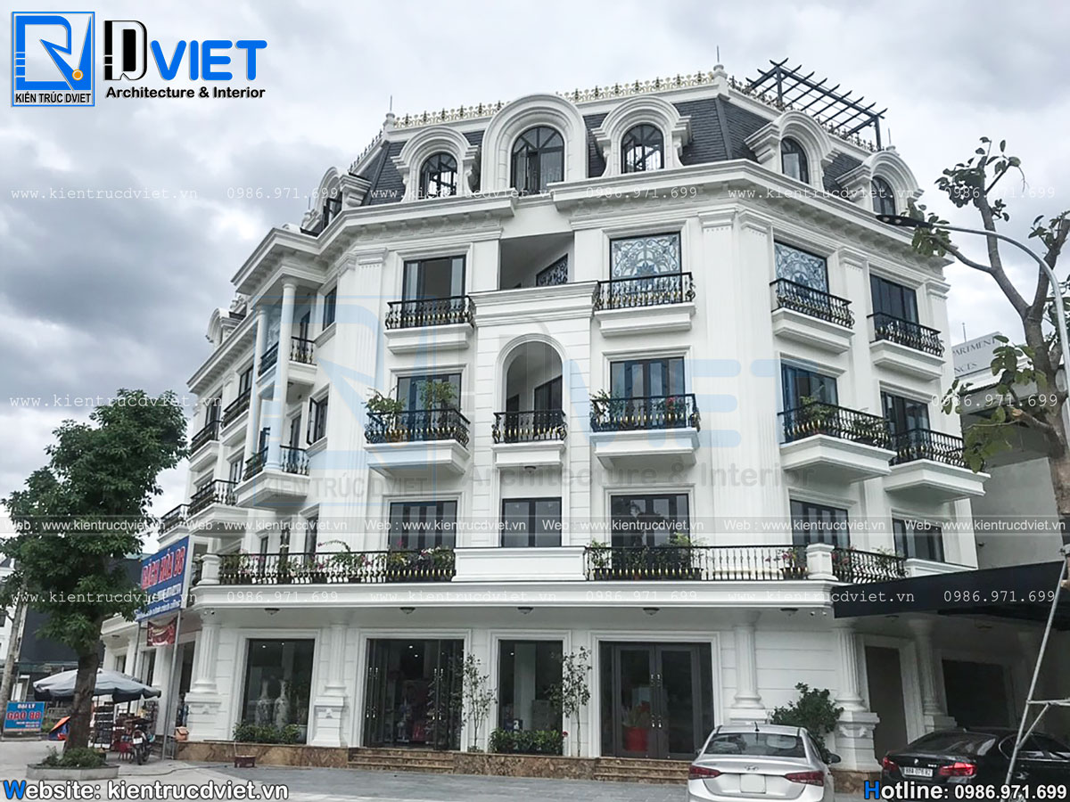 thiết kế nhà biệt thự tân cổ điển 5 tầng 400m2 sàn kết hợp kinh doanh tại Vĩnh Phúc (7)