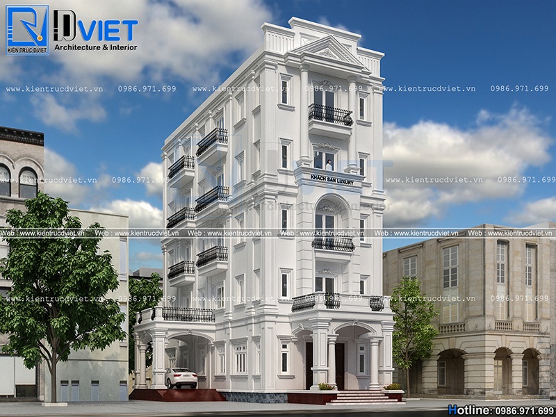 Thiết kế khách sạn tân cổ điển 5 tầng 8x20m tại Hải Phòng