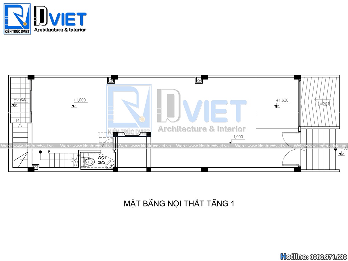 mặt bằng nhà ống 4 tầng 1 tum hiện đại kết hợp kinh doanh 5x14m tại Hà Nội (6)