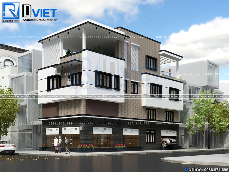 Mẫu thiết kế nhà ống (nhà phố) 3 tầng 2 mặt tiền hiện đại 7,5x18m tại Sơn La