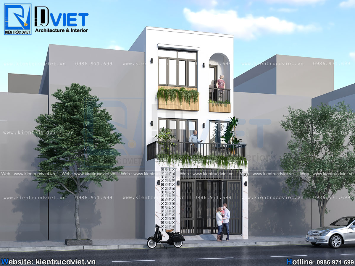 thiết kế nhà ống (nhà phố) 3 tầng hiện đại 5x18m có thang máy tại Hà Nội (2)