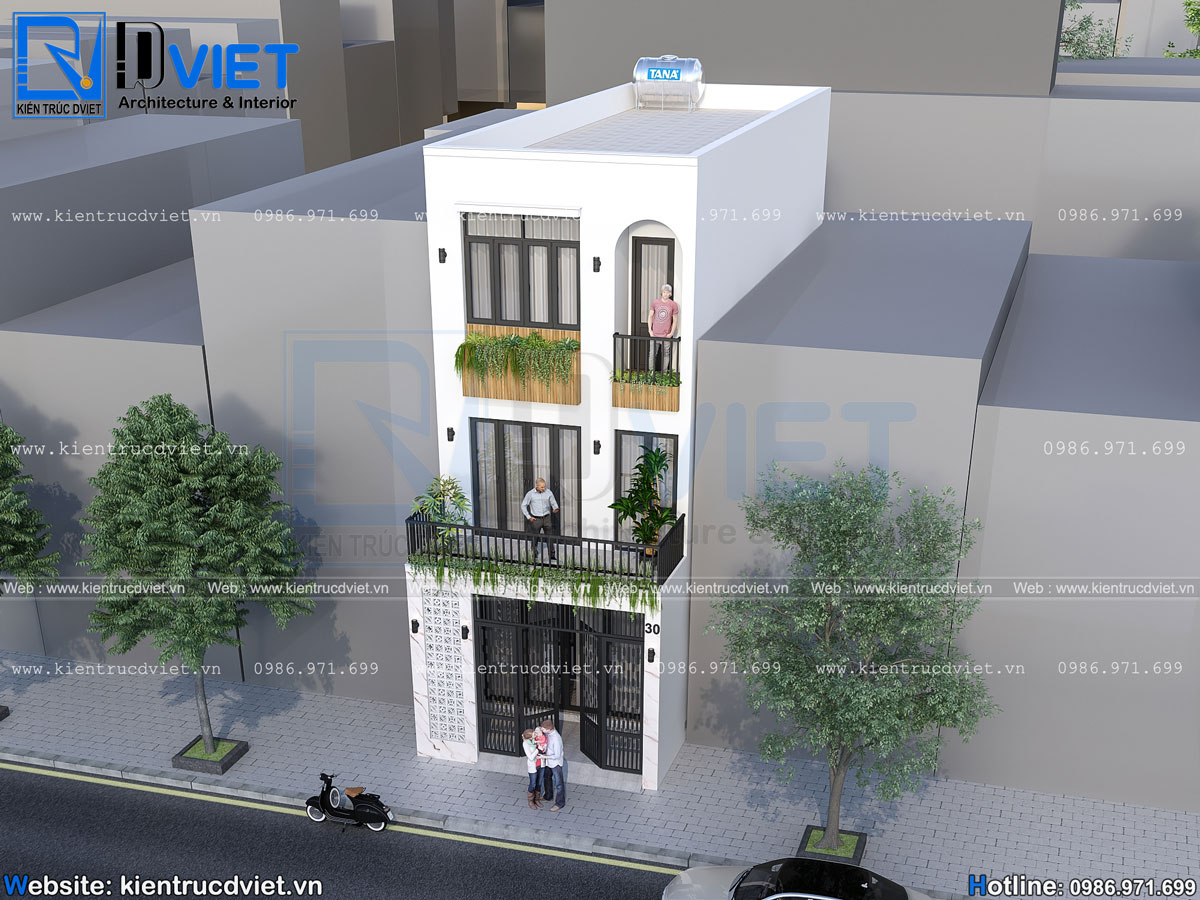thiết kế nhà ống (nhà phố) 3 tầng hiện đại 5x18m có thang máy tại Hà Nội (3)