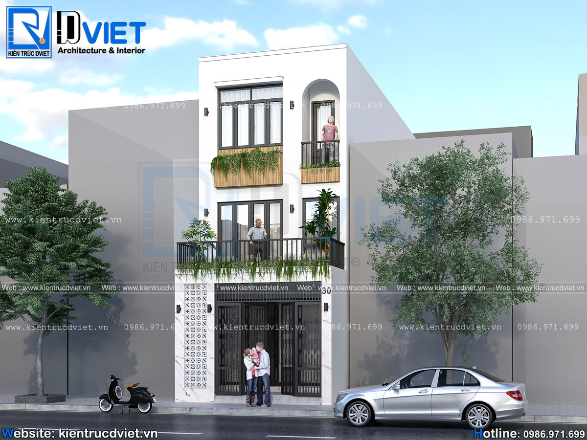 thiết kế nhà ống (nhà phố) 3 tầng hiện đại 5x18m có thang máy tại Hà Nội (4)