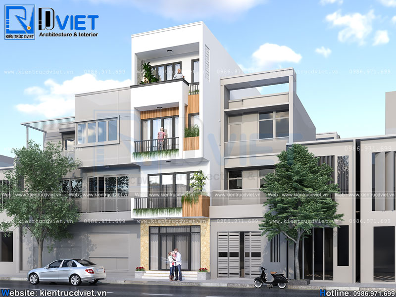 Thiết kế nhà ống 4 tầng hiện đại 5x14m tầng 1 kinh doanh tại Hải Phòng NO 104