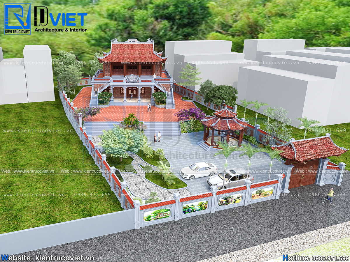 thiết kế nhà thờ họ (từ đường) 2 tầng 3 gian 4 mái đẹp tại huyện Hương Sơn - Hà Tĩnh (5)